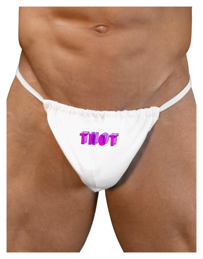 THOT Artistic Text Mens G-String Underwear-Mens G-String-LOBBO-White-Small/Medium-Davson Sales