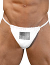 Distressed Black and White American Flag Mens G-String Underwear-Mens G-String-LOBBO-White-Small/Medium-Davson Sales