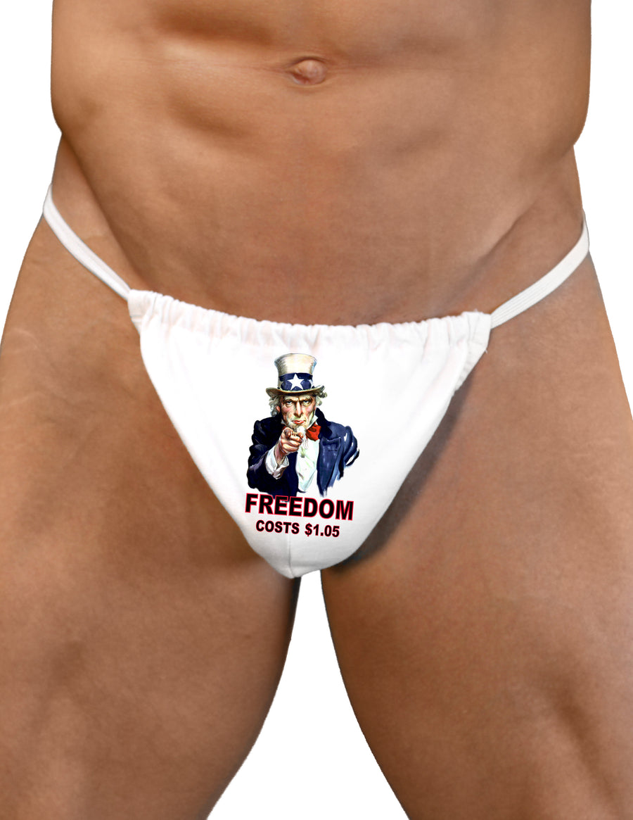 Uncle Sam Freedom Costs a Buck O Five Mens G-String Underwear-Mens G-String-LOBBO-White-Small/Medium-Davson Sales