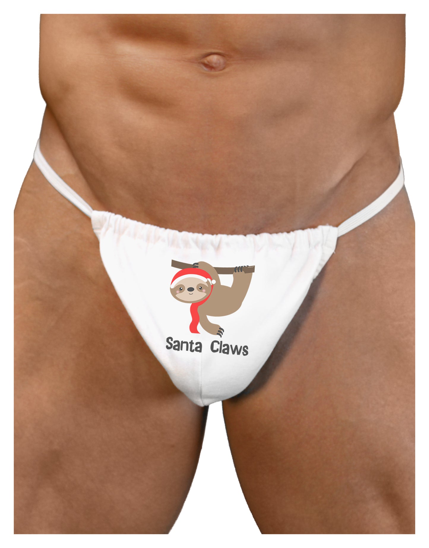 Cute Christmas Sloth - Santa Claws Mens G-String Underwear by TooLoud-Mens G-String-LOBBO-White-Small/Medium-Davson Sales