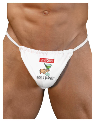Safety First Have a Quarantini Mens G-String Underwear-Mens G-String-LOBBO-White-Small/Medium-Davson Sales