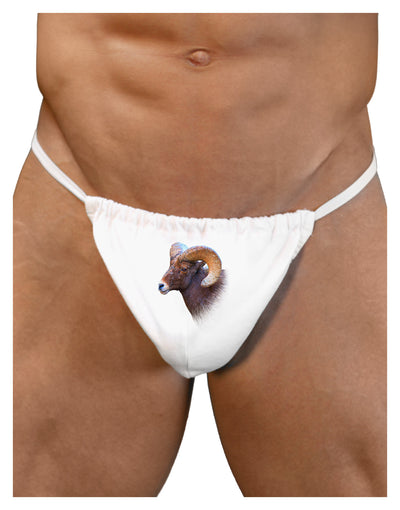 Majestic Bighorn Ram Mens G-String Underwear-Mens G-String-LOBBO-White-Small/Medium-Davson Sales