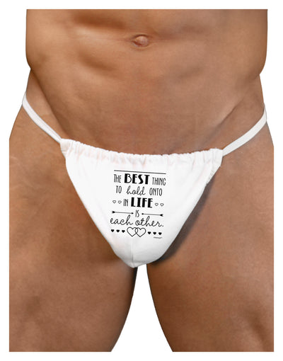 The Best Thing to Hold Onto in Life is Each Other Mens G-String Underwear-Mens G-String-LOBBO-White-Small/Medium-Davson Sales