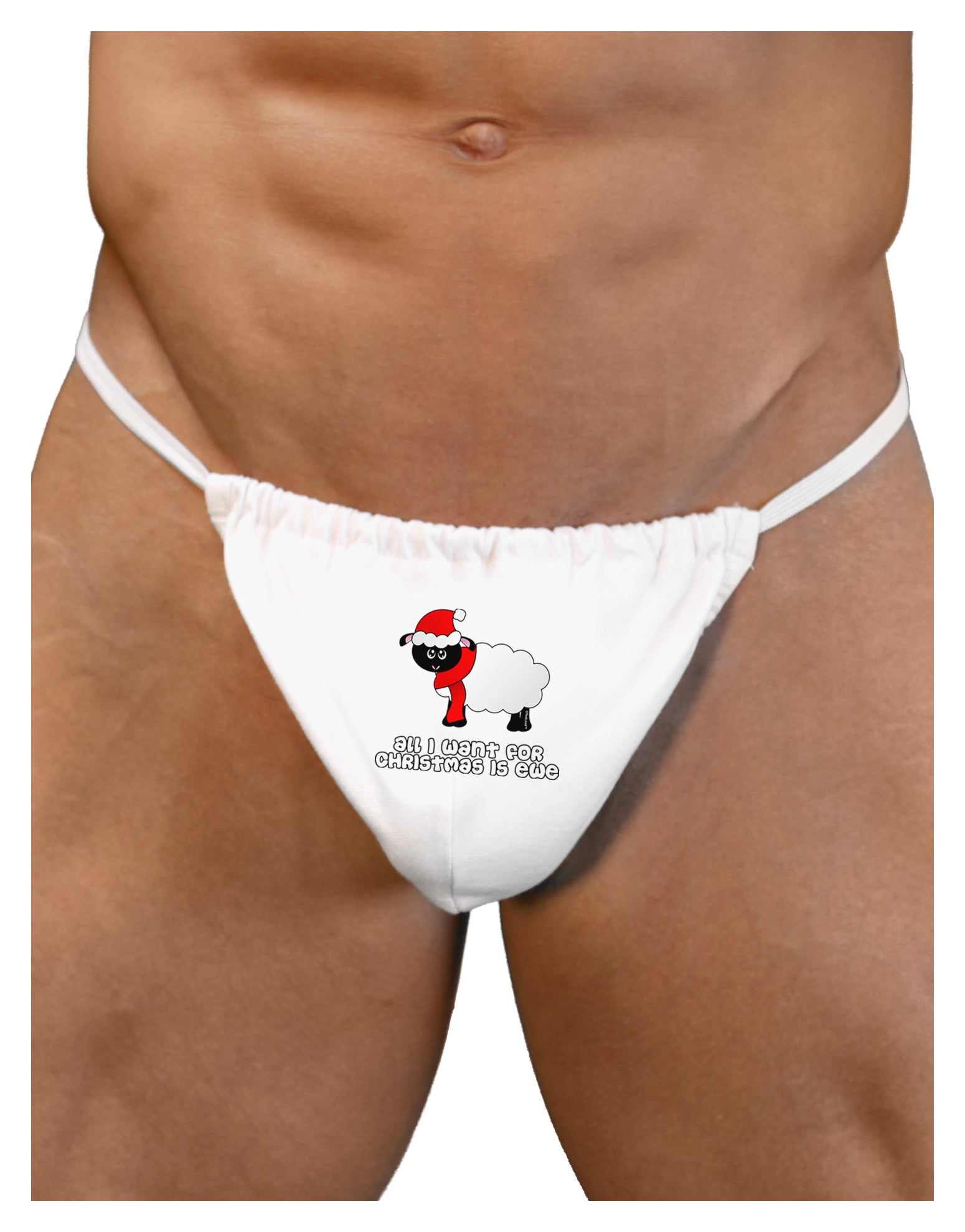 All I Want For Christmas Is Ewe Sheep Mens G-String Underwear-Mens G-String-LOBBO-White-Small/Medium-Davson Sales