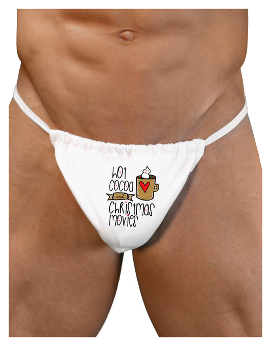 Hot Cocoa and Christmas Movies Mens G-String Underwear-Mens G-String-LOBBO-White-Small/Medium-Davson Sales