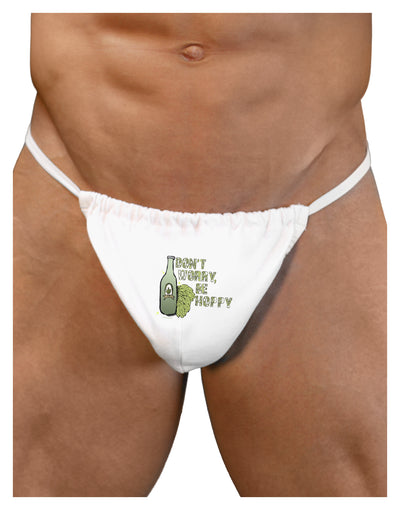 Don't Worry Be Hoppy Mens G-String Underwear-Mens G-String-LOBBO-White-Small/Medium-Davson Sales