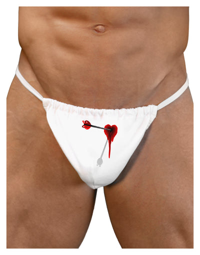 Cupid's Arrow Heart Shot Wound Mens G-String Underwear-Mens G-String-LOBBO-White-Small/Medium-Davson Sales