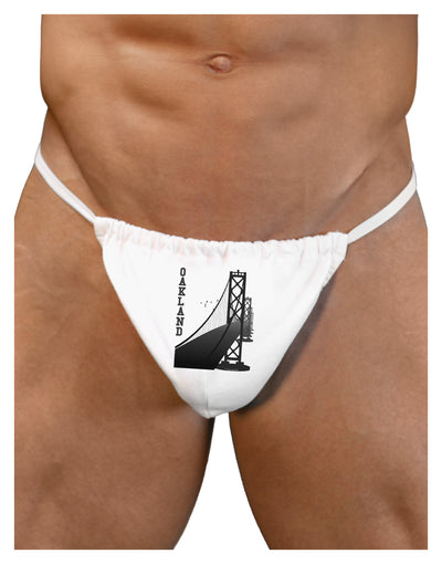 Oakland Text Bay Bridge Mens G-String Underwear-Mens G-String-LOBBO-White-Small/Medium-Davson Sales