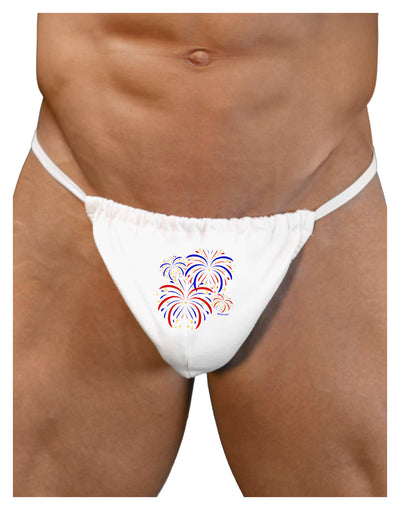 Patriotic Fireworks with Bursting Stars Mens G-String Underwear by TooLoud-Mens G-String-TooLoud-White-Small/Medium-Davson Sales