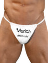 Merica Text Mens G-String Underwear-Mens G-String-LOBBO-White-Small/Medium-Davson Sales