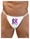 Hope for a Cure - Purple Ribbon Crohn’s Disease - Flowers Mens G-String Underwear-Mens G-String-LOBBO-White-Small/Medium-Davson Sales