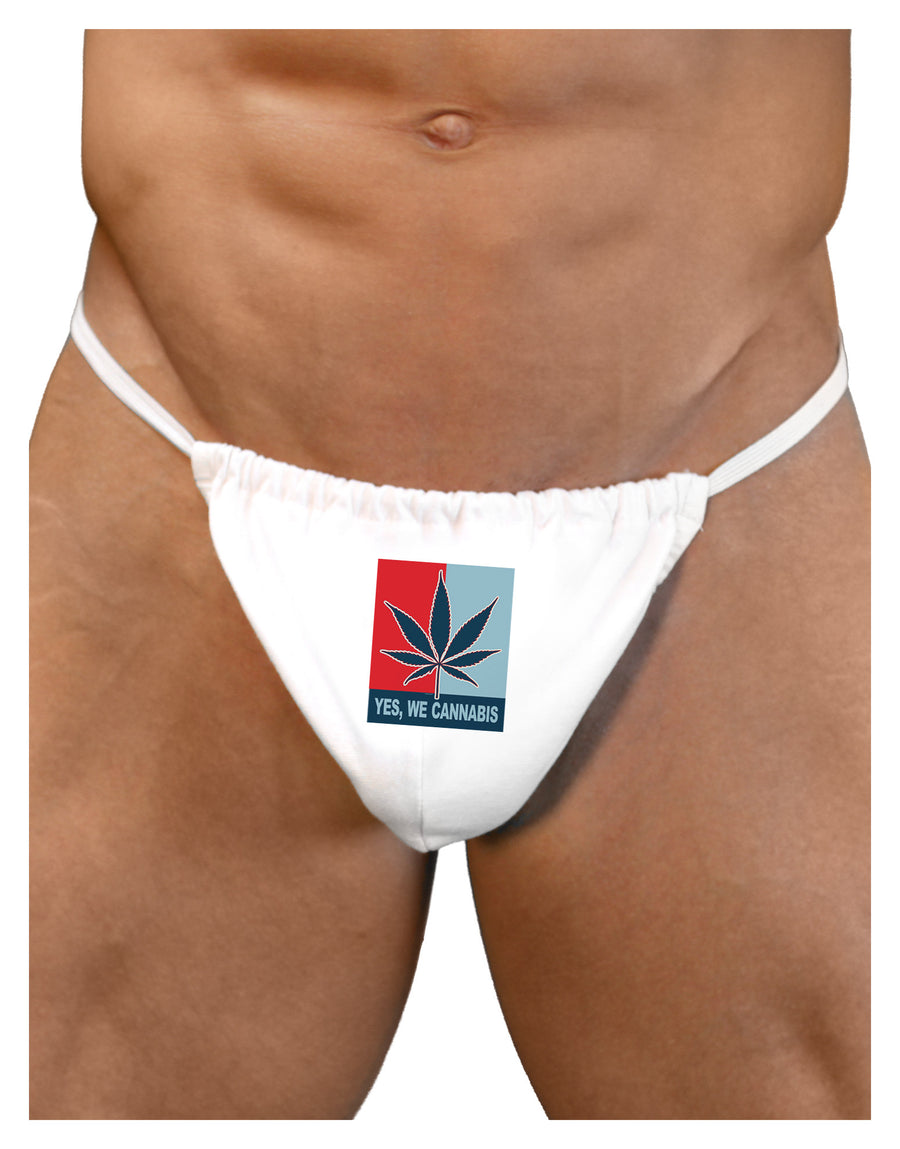 Yes We Cannabis - Marijuana Leaf Mens G-String Underwear-Mens G-String-LOBBO-White-Small/Medium-Davson Sales