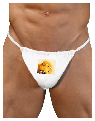 Lion Watercolor 3 Text Mens G-String Underwear-Mens G-String-LOBBO-White-Small/Medium-Davson Sales