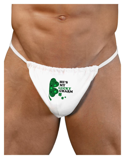 He's My Lucky Charm - Right Mens G-String Underwear-Mens G-String-LOBBO-White-Small/Medium-Davson Sales