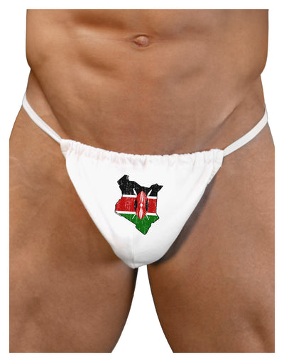 Kenya Flag Silhouette Distressed Mens G-String Underwear-Mens G-String-LOBBO-White-Small/Medium-Davson Sales