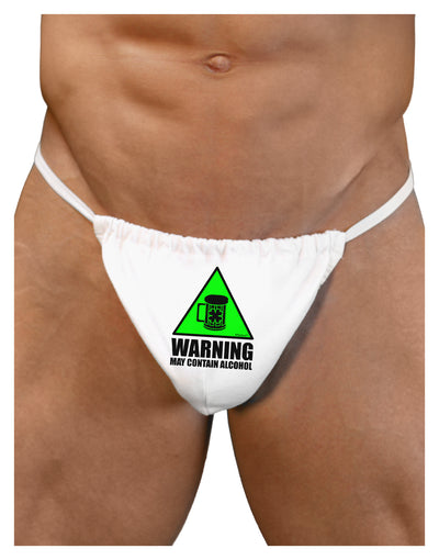 Warning May Contain Alcohol Mens G-String Underwear by TooLoud-Mens G-String-TooLoud-White-Small/Medium-Davson Sales