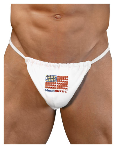 American Breakfast Flag - Bacon and Eggs - Mmmmerica Mens G-String Underwear-Mens G-String-LOBBO-White-Small/Medium-Davson Sales