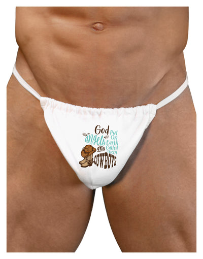 God put Angels on Earth and called them Cowboys Mens G-String Underwear-Mens G-String-LOBBO-White-Small/Medium-Davson Sales