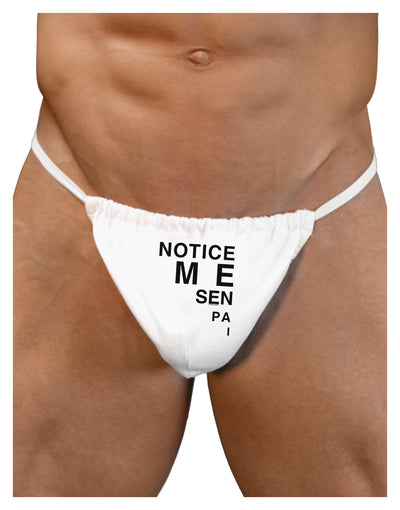 Notice Me Senpai Triangle Text Mens G-String Underwear-Mens G-String-LOBBO-White-Small/Medium-Davson Sales