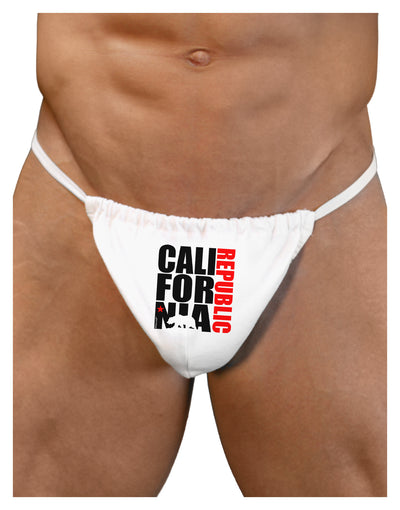 California Republic Design - California Red Star and Bear Mens G-String Underwear by TooLoud-Mens G-String-LOBBO-White-Small/Medium-Davson Sales