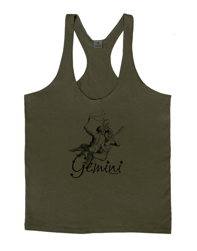 Gemini Illustration Mens String Tank Top-Men's String Tank Tops-LOBBO-Army-Green-Small-Davson Sales