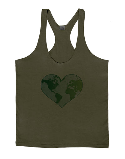 World Globe Heart Mens String Tank Top-Men's String Tank Tops-LOBBO-Army-Green-Small-Davson Sales