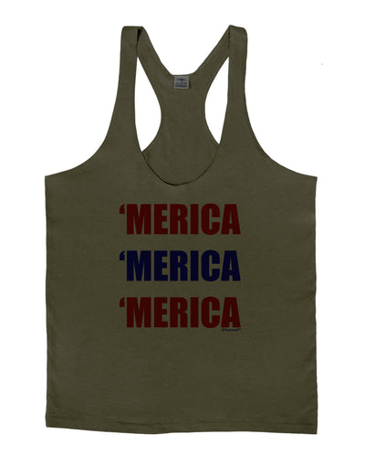 Merica Merica Merica - Red and Blue Mens String Tank Top-Men's String Tank Tops-LOBBO-Army-Green-Small-Davson Sales