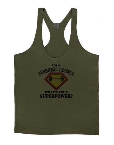 Personal Trainer - Superpower Mens String Tank Top-Men's String Tank Tops-LOBBO-Army-Green-Small-Davson Sales