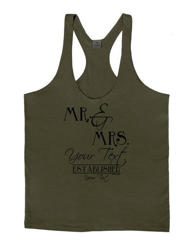 Personalized Mr and Mrs -Name- Established -Date- Design Mens String Tank Top-Men's String Tank Tops-LOBBO-Army-Green-Small-Davson Sales