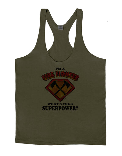 Fire Fighter - Superpower Mens String Tank Top-Men's String Tank Tops-LOBBO-Army-Green-Small-Davson Sales