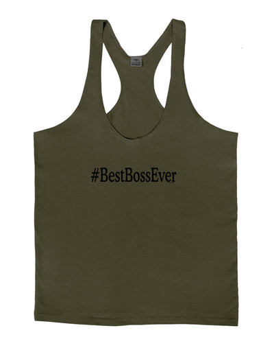 #BestBossEver Text - Boss Day Mens String Tank Top-Men's String Tank Tops-LOBBO-Army-Green-Small-Davson Sales