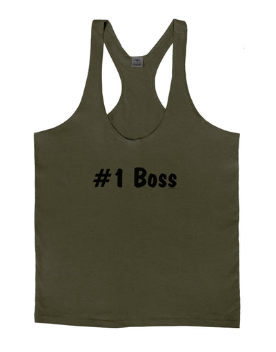 #1 Boss Text - Boss Day Mens String Tank Top-Men's String Tank Tops-LOBBO-Army-Green-Small-Davson Sales