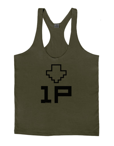 Player One Couples Design Mens String Tank Top-Men's String Tank Tops-LOBBO-Army-Green-Small-Davson Sales