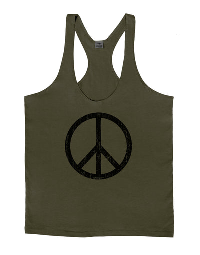 Peace Sign Symbol - Distressed Mens String Tank Top-Men's String Tank Tops-LOBBO-Army-Green-Small-Davson Sales