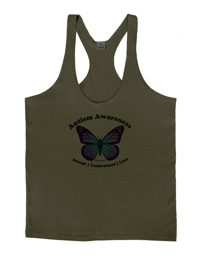 Autism Awareness - Puzzle Piece Butterfly Mens String Tank Top-Men's String Tank Tops-LOBBO-Army-Green-Small-Davson Sales