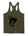 Cute Arched Black Cat Halloween Mens String Tank Top-Men's String Tank Tops-LOBBO-Army-Green-Small-Davson Sales