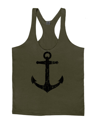 Distressed Nautical Sailor Anchor Mens String Tank Top-LOBBO-Army-Green-Small-Davson Sales