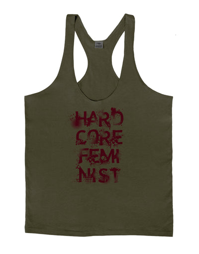 Hardcore Feminist - Pink Mens String Tank Top-Men's String Tank Tops-LOBBO-Army-Green-Small-Davson Sales