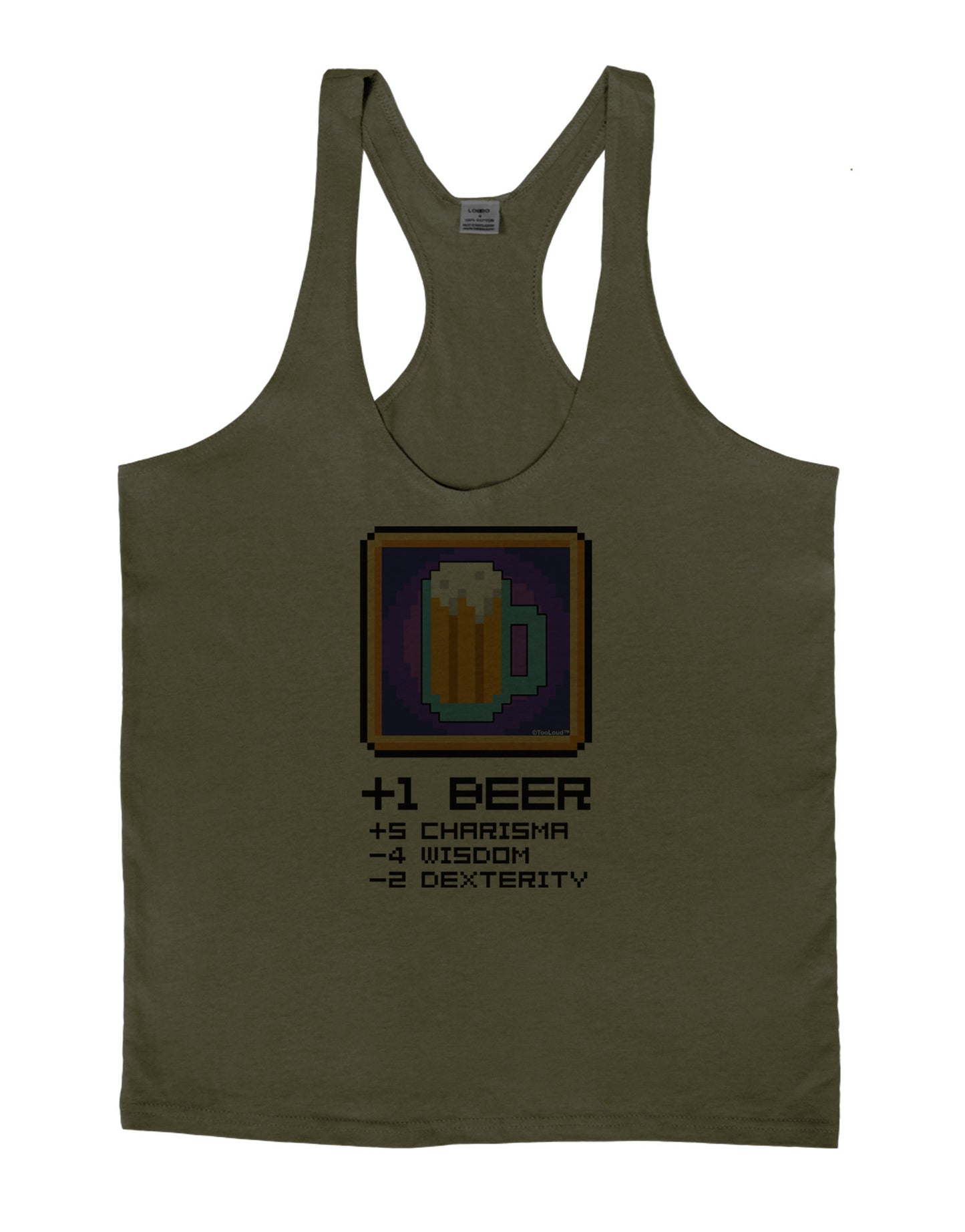 Pixel Beer Item Mens String Tank Top-Men's String Tank Tops-LOBBO-Army-Green-Small-Davson Sales