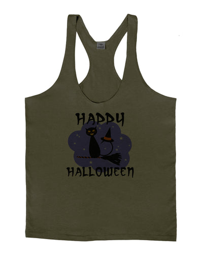 TooLoud Witch Cat Mens String Tank Top-Men's String Tank Tops-LOBBO-Army-Green-Small-Davson Sales