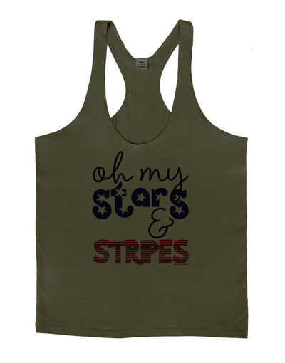 Oh My Stars and Stripes - Patriotic Design Mens String Tank Top-Men's String Tank Tops-LOBBO-Army-Green-Small-Davson Sales