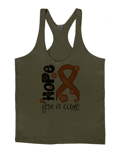 Hope for a Cure - Orange Ribbon Leukemia - Flowers Mens String Tank Top-Men's String Tank Tops-LOBBO-Army-Green-Small-Davson Sales