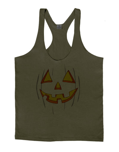 Halloween Glow Smiling Jack O Lantern Mens String Tank Top-Men's String Tank Tops-LOBBO-Army-Green-Small-Davson Sales