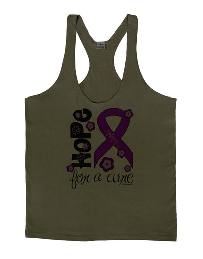 Hope for a Cure - Purple Ribbon Epilepsy - Flowers Mens String Tank Top-Men's String Tank Tops-LOBBO-Army-Green-Small-Davson Sales