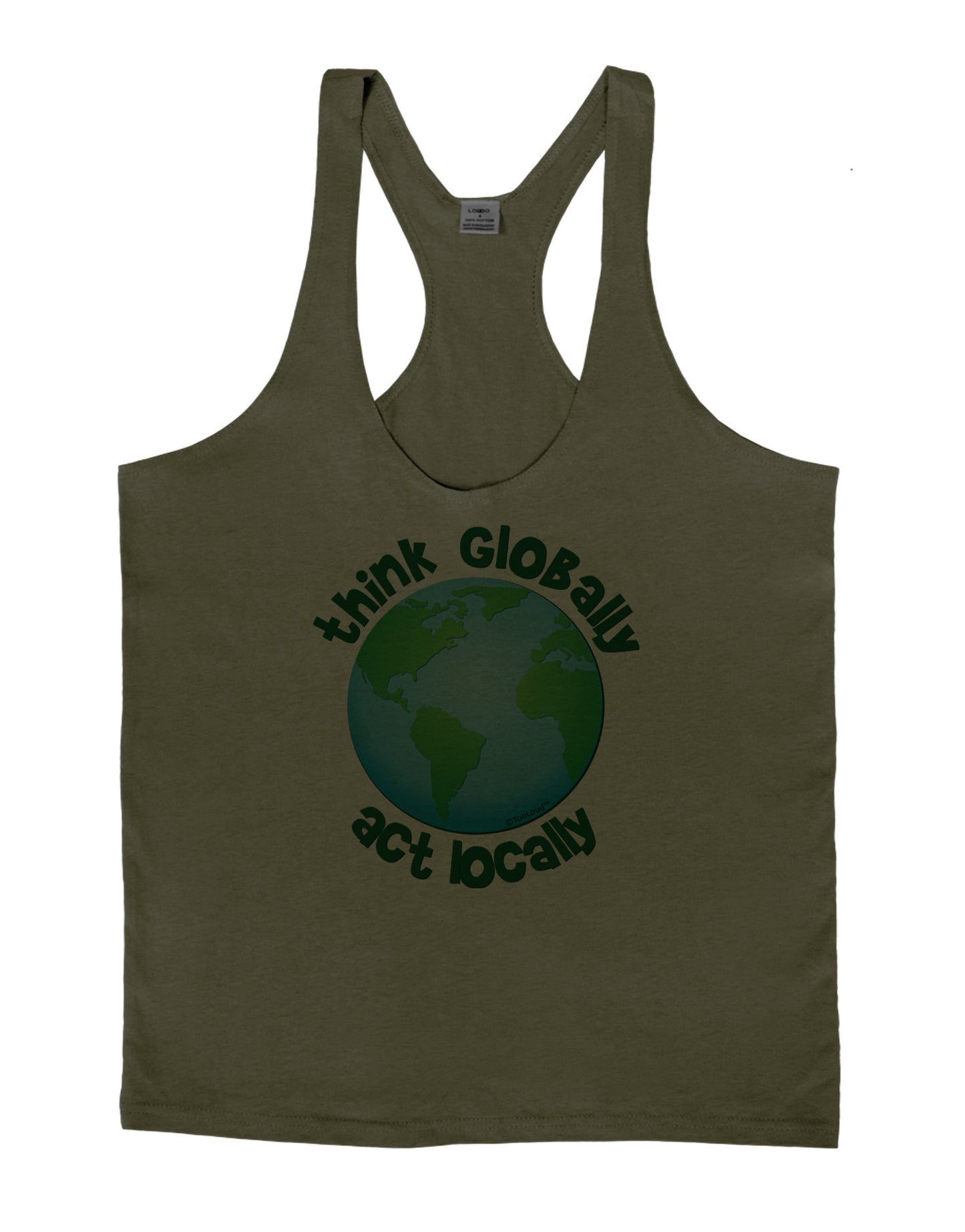 Think Globally Act Locally - Globe Mens String Tank Top-Men's String Tank Tops-LOBBO-Army-Green-Small-Davson Sales