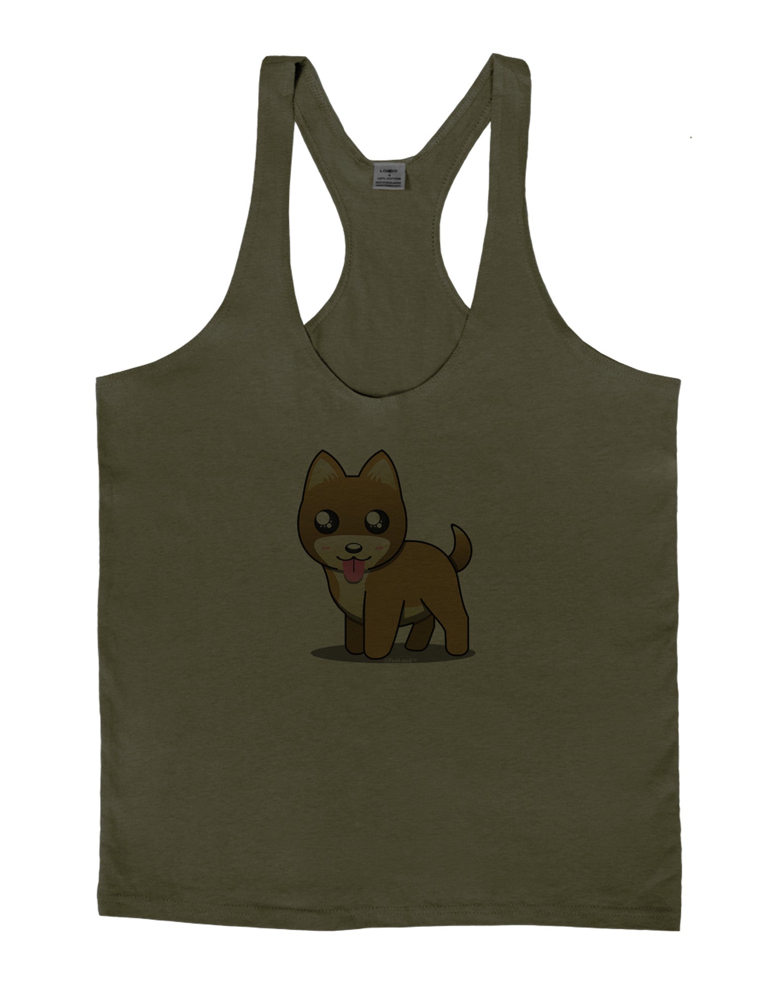 Kawaii Standing Puppy Mens String Tank Top-Men's String Tank Tops-LOBBO-Army-Green-Small-Davson Sales