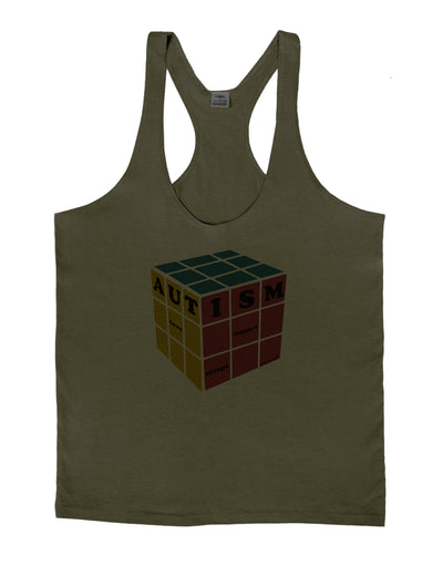 Autism Awareness - Cube Color Mens String Tank Top-Men's String Tank Tops-LOBBO-Army-Green-Small-Davson Sales