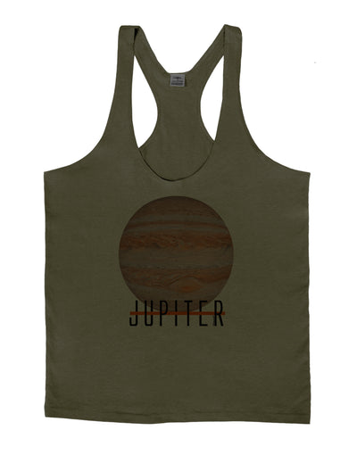 Planet Jupiter Earth Text Mens String Tank Top-Men's String Tank Tops-LOBBO-Army-Green-Small-Davson Sales