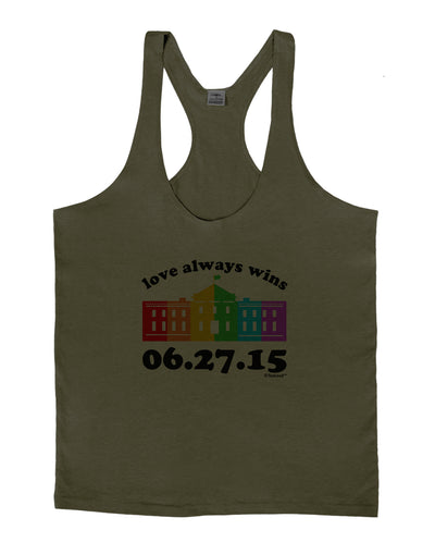 Love Always Wins with Date - Marriage Equality Mens String Tank Top-Men's String Tank Tops-LOBBO-Army-Green-Small-Davson Sales