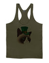 Leprechaun Disgruntled Cat Mens String Tank Top-Men's String Tank Tops-LOBBO-Army-Green-Small-Davson Sales